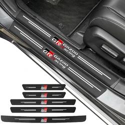 GR Sport Carbon Fiber Car Door Threshold Sill Protector For Toyota HV YARiS RZ RC RS C-HR Corolla Harrier Trunk Rear Stickers