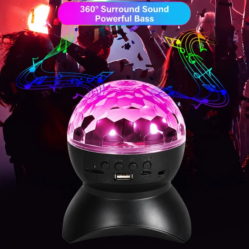 Bluetooth‑speaker Integrated Stage Magic‑ball Lamp, USB‑powered Multi‑hued RGB Projection Spotlight, Household KTV Bar Party