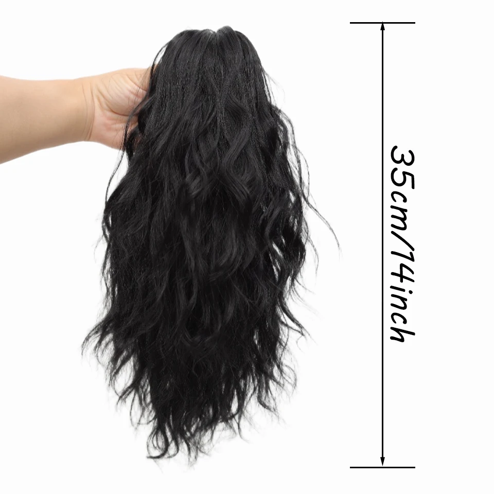 14-дюймовый вьющийся волнистый хвостик, синтетический шиньон, термостойкое волокно, элегантный зажим для когтей, наращивание хвоста для женщин