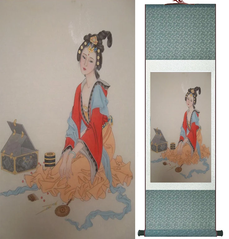 Top quality pretty girl painting   traditional Chinese Art Painting Home Office Decoration Chinese painting  woman painting