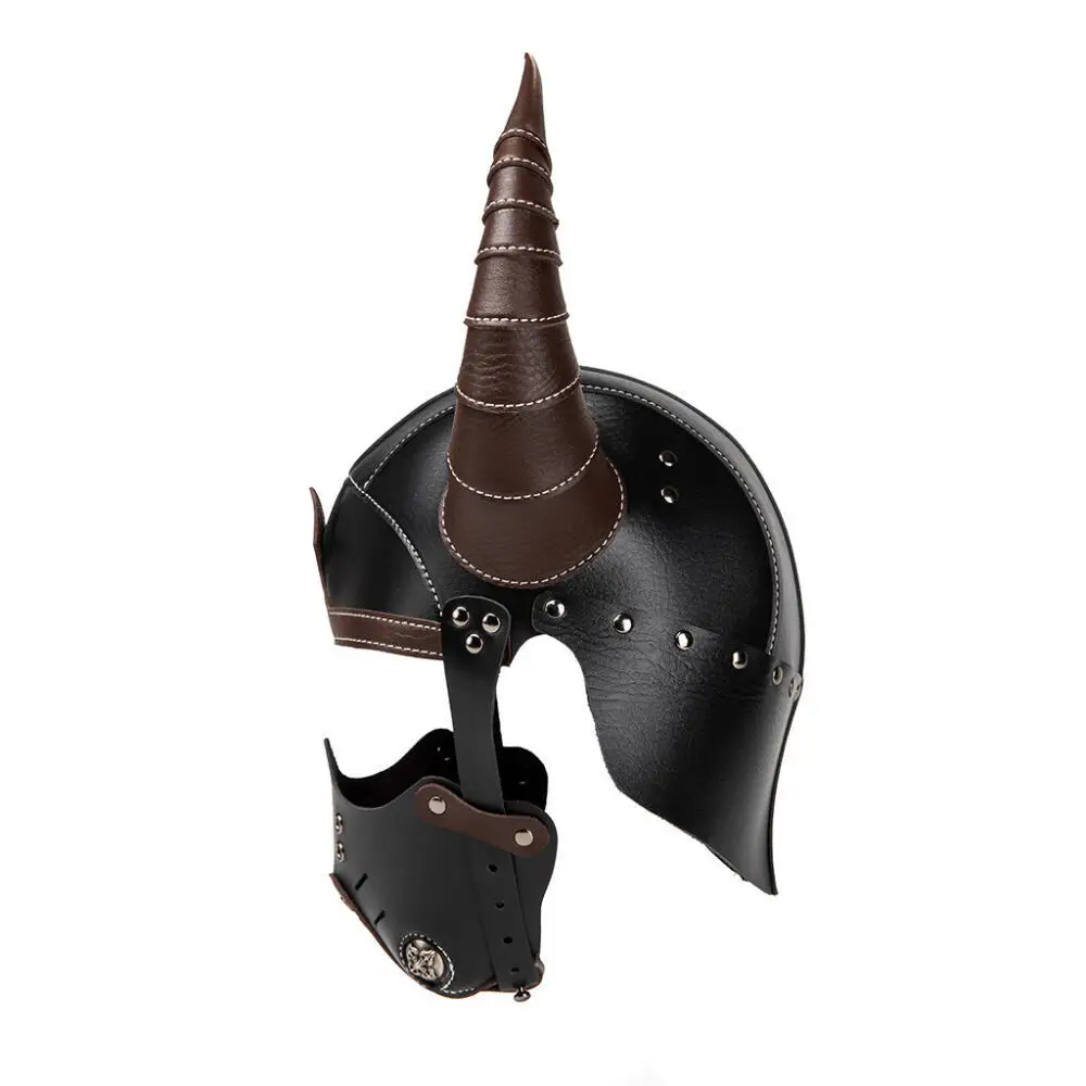 الطاعون الطبيب كوس قناع Steampunk نمط هالوين زي حفلة الدعائم القرون الوسطى تأثيري فايكنغ قرون قبعة خليط بولي Leather الجلود