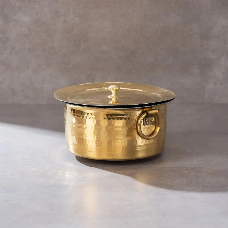 

Brass Stock Pot with Lid Naturally Nonstick and Toxin Free Pasta Pot Multipurpose Cooking Pot, PFOA and PTFE Free 1 Quart