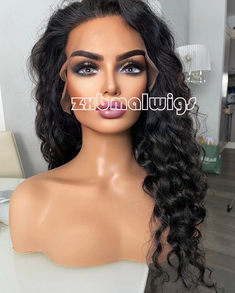 

Black Long Loose Curly Synthetic Hair Wig 13x4 Lace Front for Women Glueless Preplucked Daily Cosplay Heat Resistant Fiber
