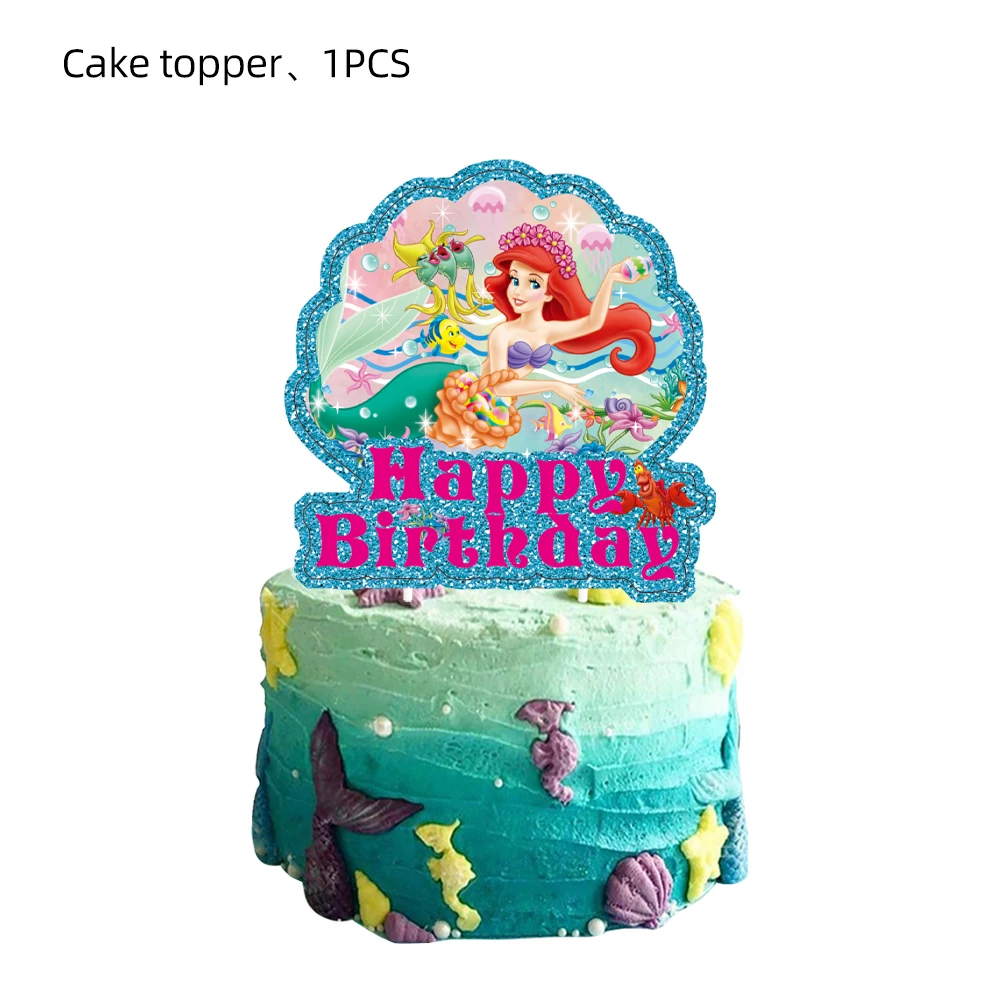 Disney Ariel the Little Mermaid Birthday Cake Topper Party Supplies Table Decoration And Accessories Cake Insert Festivel Gifts