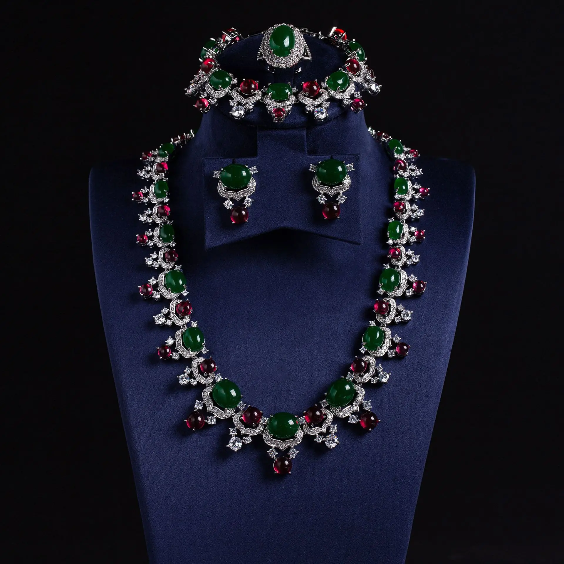 

4 PIECES Set Bride's Zirconia Necklace Earring Set 2025