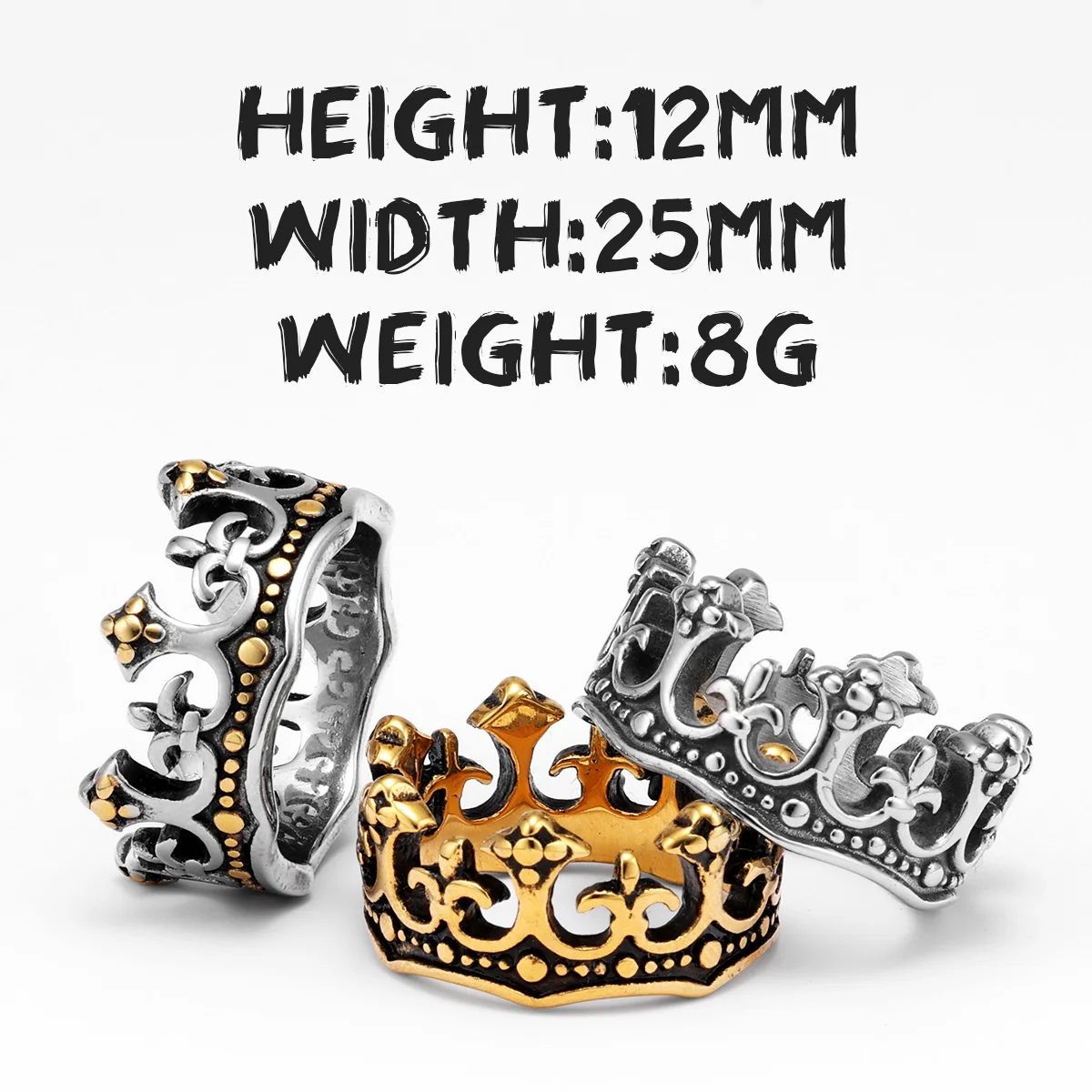 Aesthetic Crown Men Rings Stainless Steel Punk Rock Vintage Cool Stuff Fashion Jewelry Accessories For Women Gift Wholesale