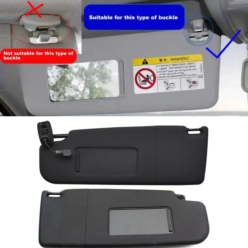Image of Für Volkswagen Golf 5 2003-2008 Golf 6 2009-2014 Passat B6 B7 Schwarz Grau Vorderer Sonnenschutz mit Schminkspiegel Sonnenschirm