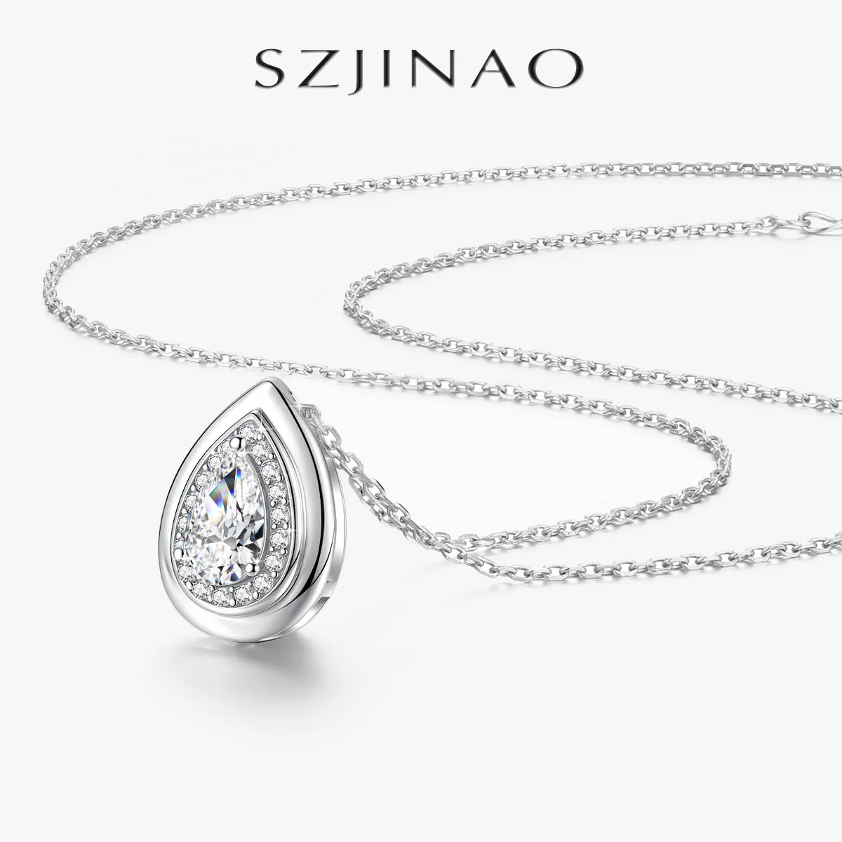 

925 Sterling Silver Necklace 1CT Pear Shaped Moissanite Teardrop Design D Color VVS1 GRA Diamond-Like Sparkle Pendant for Women