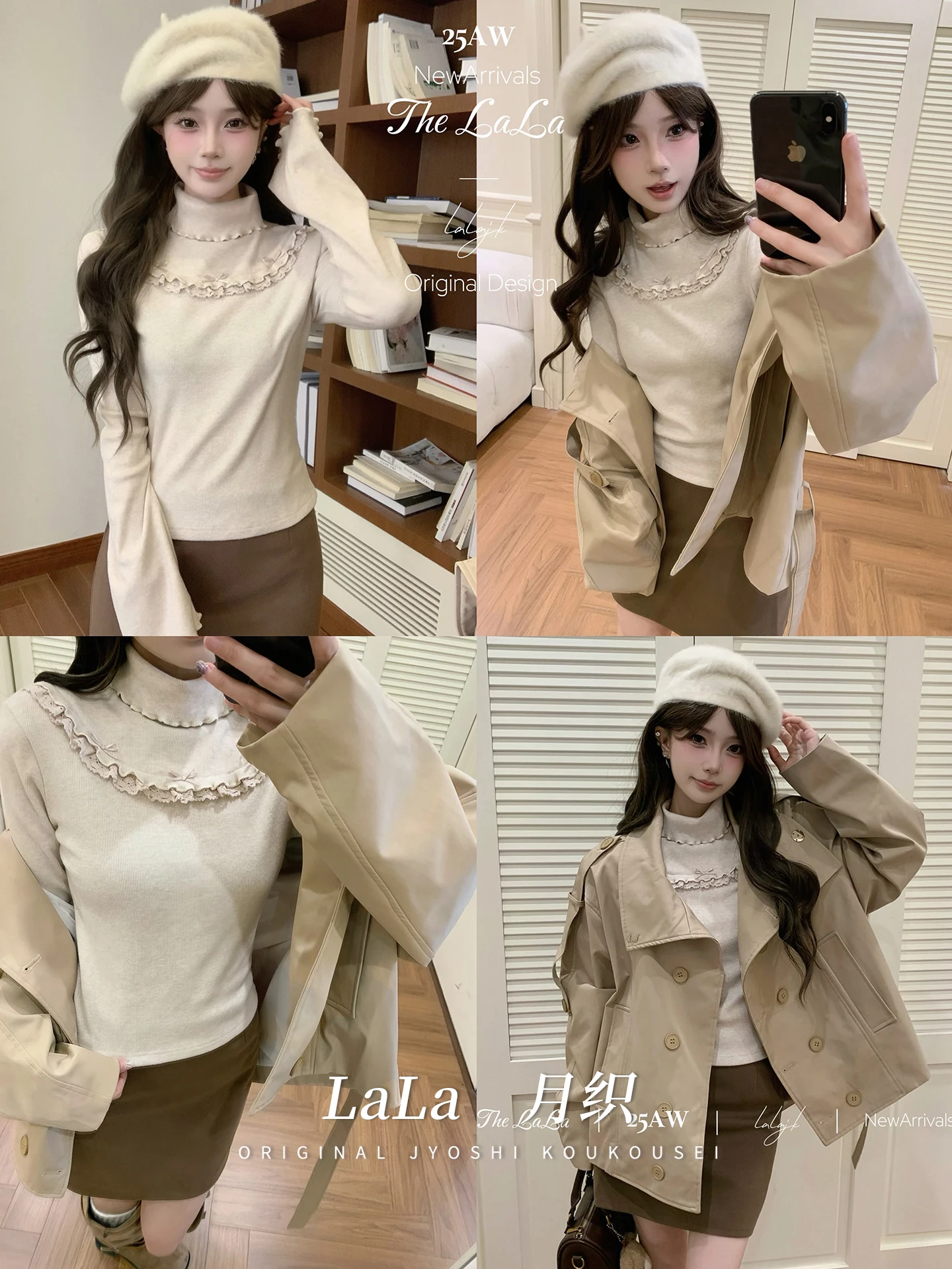 Sweater Rajut Wanita Model Lolita Manis untuk Musim Gugur dan Musim Dingin, Slim Fit Kasual Serbaguna, Atasan Rajut Tipis 2025