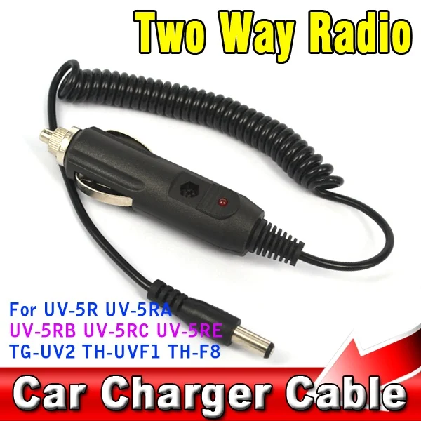 Cargador de coche de 12V-24V CC, Cable de alimentación, enchufe de encendedor de cigarrillos para UV-5R UV-5RA UV-5RB UV-5RC UV-5RE TG-UV2 TH-UVF1 TH-F8