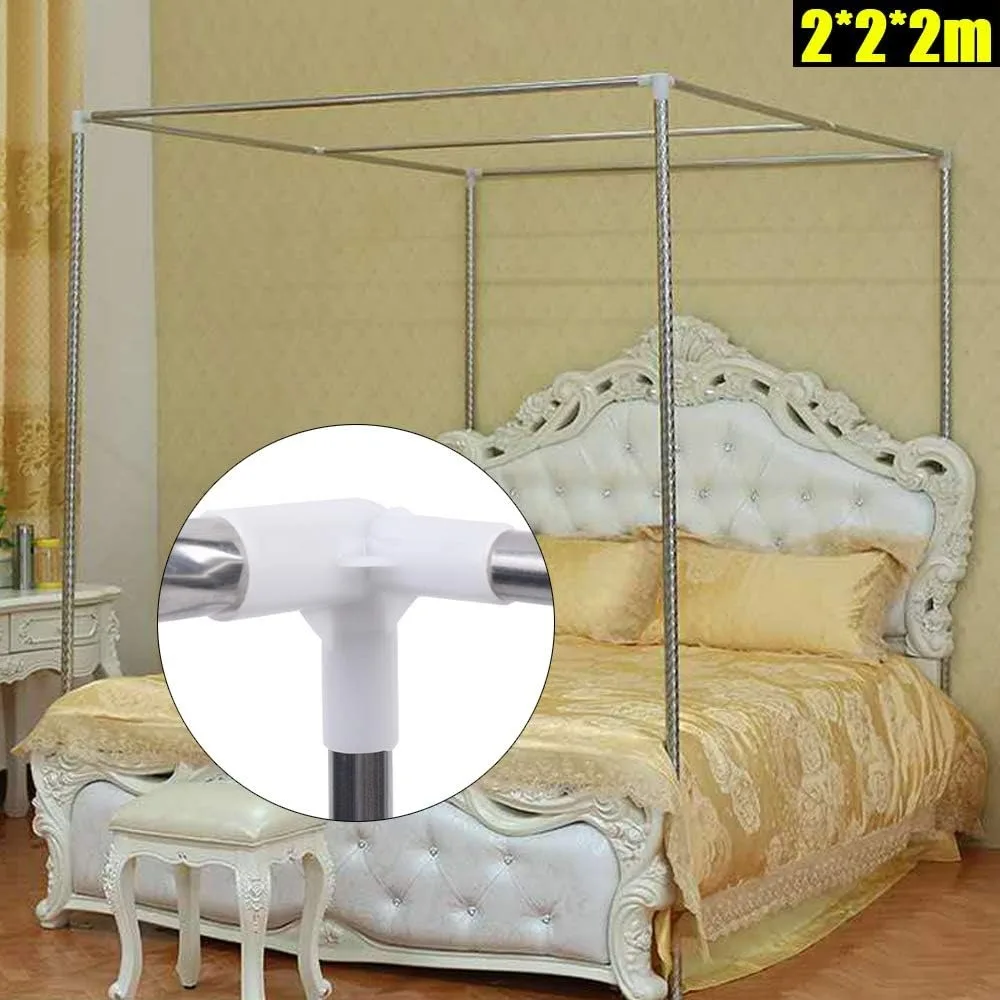 

Stainless Steel Canopy Bed Frame Post Metal Bed Four Corner Bed Mosquito Netting Bracket Fit for Twin Queen KingSize(2 * 2 * 2m)