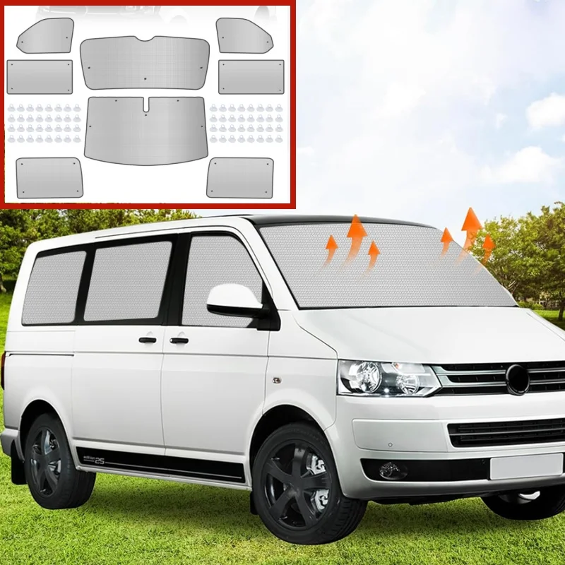 

8PCS Sun Shade Car Windscreen Thickened Replacement For VW T5 T6 SWB Sun Windscreen Protection Internal Thermal Blind Window Set