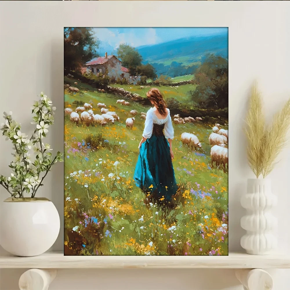 

500/1000/1200/2000PCS Puzzles for Adults Rural Landscape, Spring Grass, Shepherdess,Jigsaw Puzzles Brain Games Gifts Home Decor