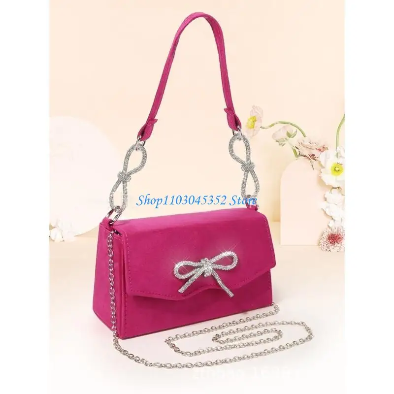 

A3PE Sparkling Diamond-Encrusted Butterfly Clutch Bowknot Handbag Evening Purse Gift