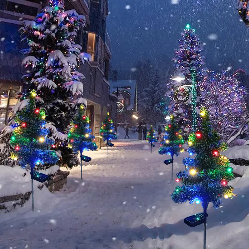 2 قطعة جديد كبير مضيئة شجرة عيد الميلاد الشمسية LED أضواء ملونة حديقة فناء في الهواء الطلق مقاوم للماء المشهد مصباح لتهيئة الجو #1