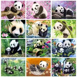 CHENISTORY Modern Painting By Numbers Acrylic Paints Coloring By Numbers Panda Number Painting Home Decor Adults Crafts