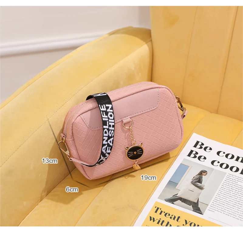 Small bag new ladies bag fashion indentation shell bag shoulder bag diagonal cross checkered pattern cat head small bag