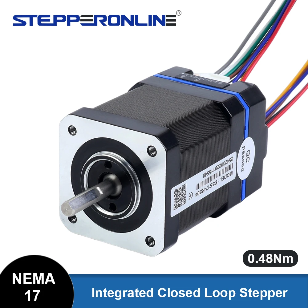 

STEPPERONLINE Серия ESS Nema 17 Встроенный шаговый серводвигатель RS485 с замкнутым контуром 0,48 Нм 24 В постоянного тока 1000CPR с ЧПУ