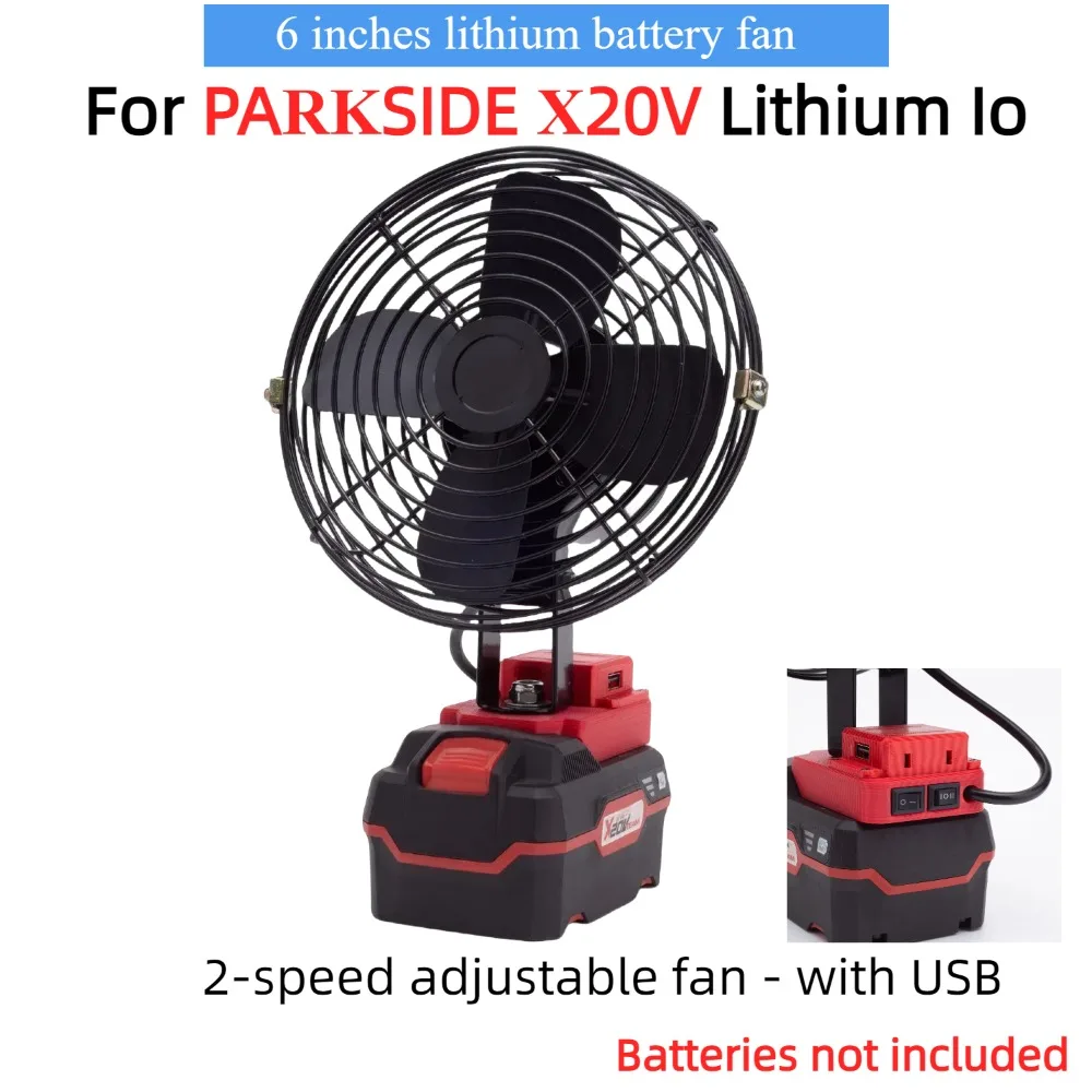 

Portable fan with USB charging For Lidl Parkside X20V Lithium Ion interface,for home and outdoor camp fan(Excluding batteries)