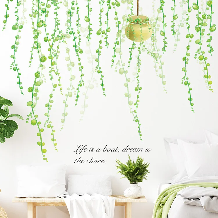 Tropische Grünpflanzen-Wandaufkleber Wohnzimmer Schlafzimmer Hintergrund-Dekoration Wandbild Große Heimdekoration Selbstklebende Tapete – Detail 7