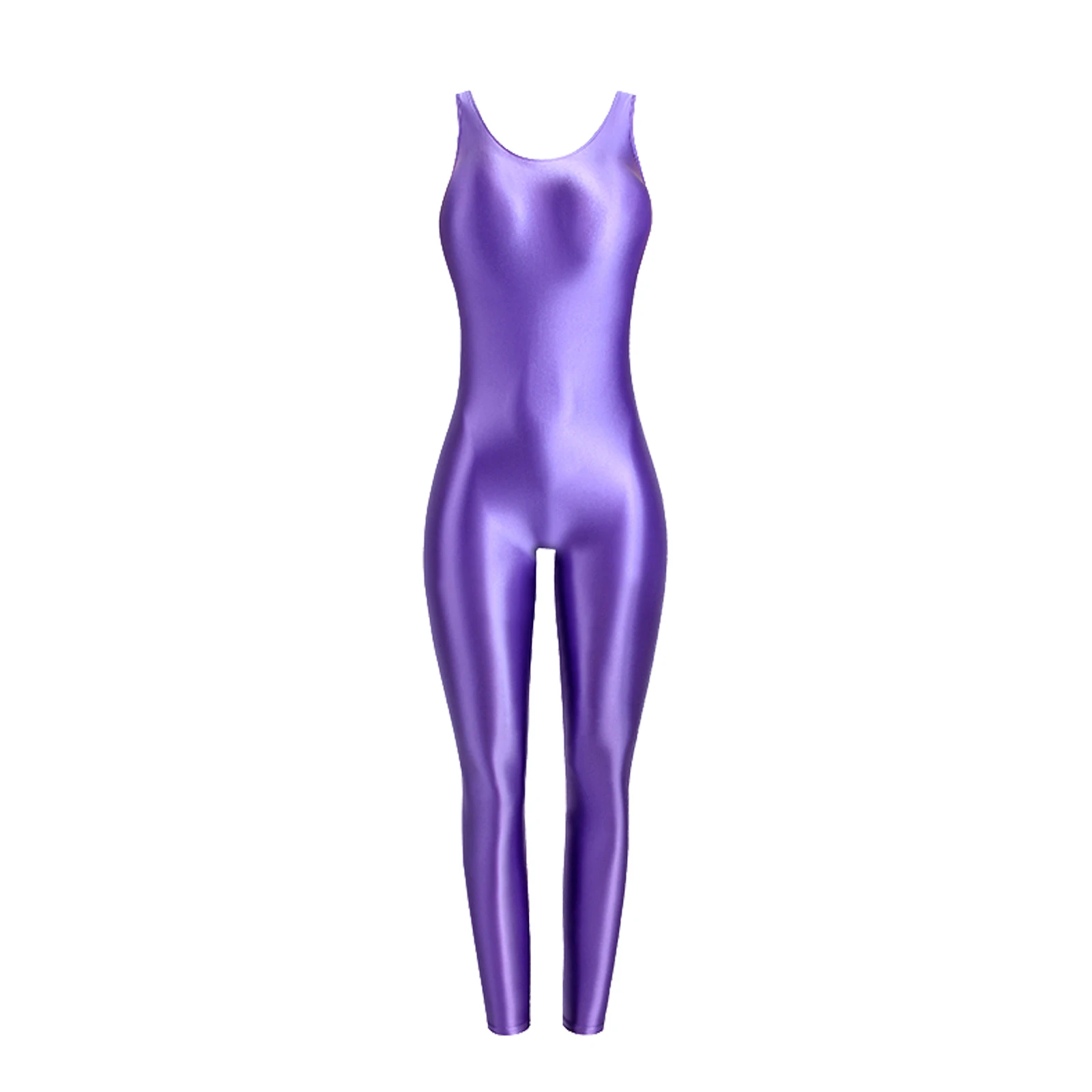 Adult women's halter-style sleeveless tight-fitting one-piece pants with elastic waist. Available in multiple colors.
