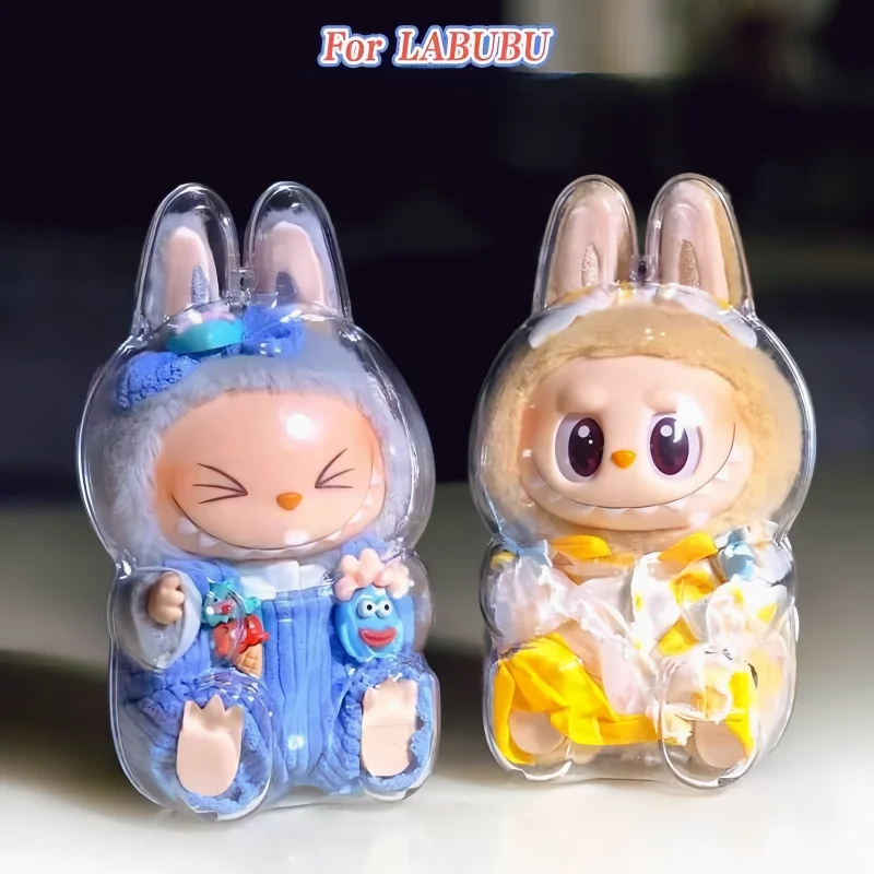 Hot The Labubu 2 Transparent Protective Cover Second Generation Vinyl Be Seated Party Transparent  Mart Dust Cover Xmas Toy Gift