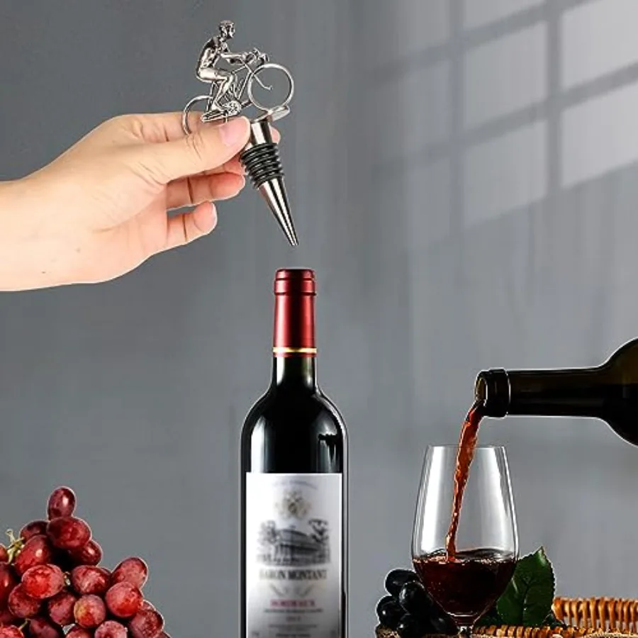 Cycling Wine Stopper, Bicycle Wine Gifts Father Day Gifts Christmas Gifts Birthday Gifts for Men Cyclist, Bottle Stoppers for W