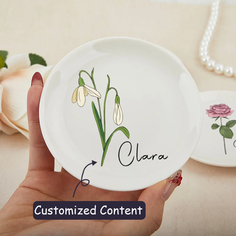 Customizable Ceramic Jewelry Plate for Birthdays, Serving As a Multifunctional Ring Holder, Key Bowl, And Small Item Tray. Ideal