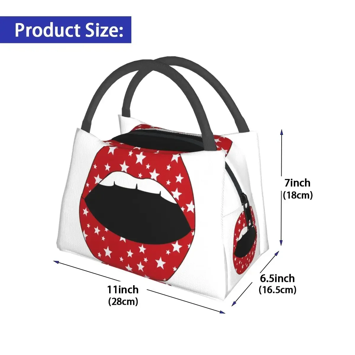 Cornell Lips Lunch Bag Style Sparkling Kawaii Lunch Box Travel Portable Thermal Lunch Bags Oxford Graphic Design Cooler Bag