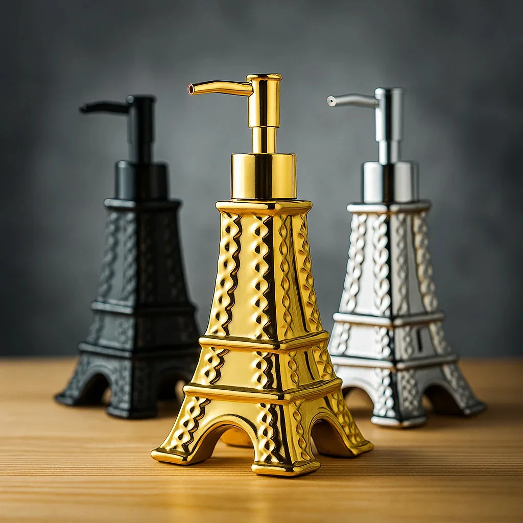 

Дозатор для мыла с Эйфелевой башней, роскошная керамическая бутылка с насосом для лосьона, аксессуары для декора ванной комнаты в парижском стиле, многоразовое мыло для рук