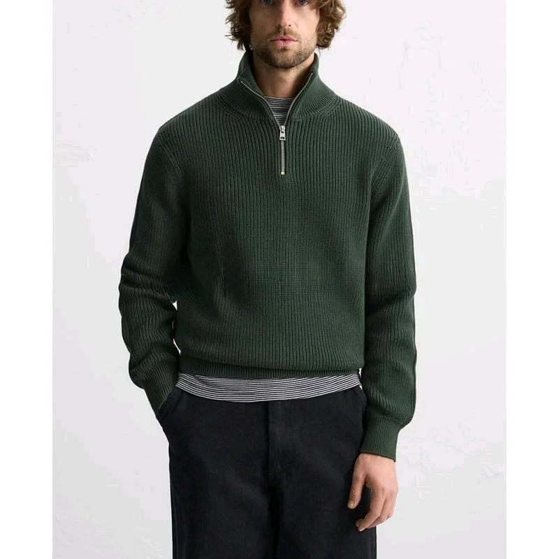 

Новое весеннее поступление, мужской длинный вязаный свитер на молнии с высоким воротником в стиле ретро, повседневная одежда, городский сле