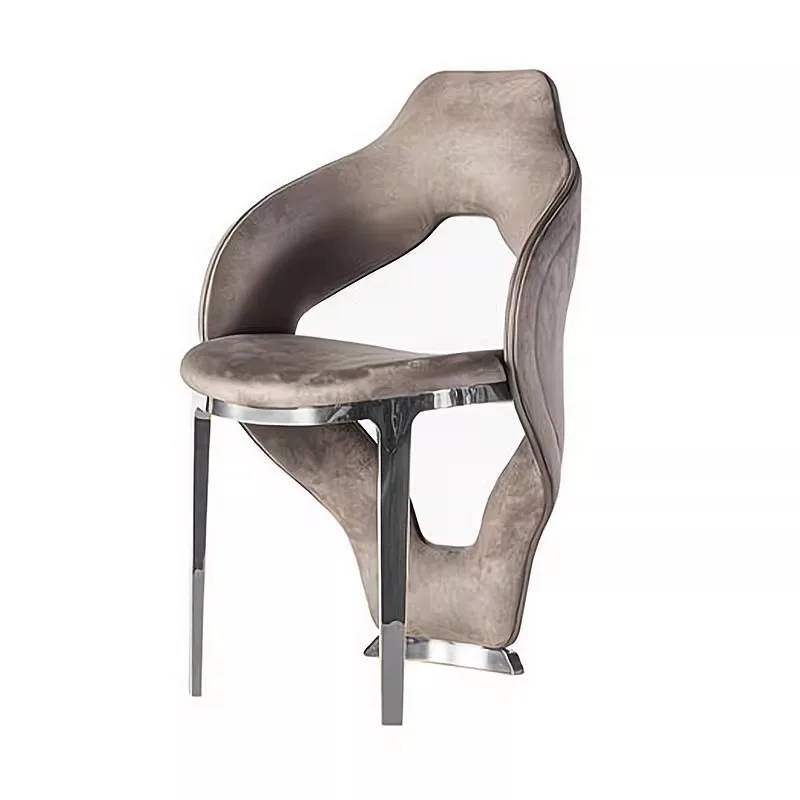 S-shaped creative designer fabric single armrest back chair light luxury high-end hotel villa restaurant negotiation chair