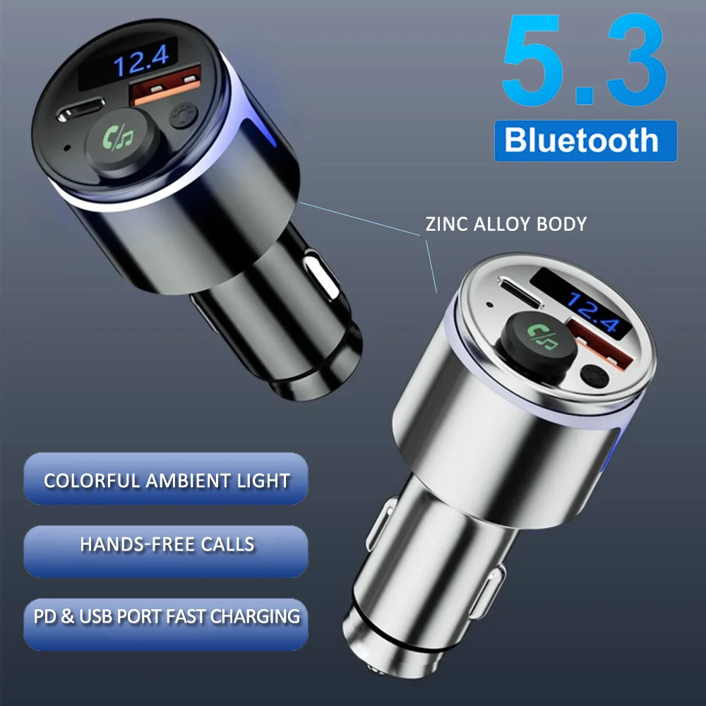 LED Digital Display Bluetooth 5.3 Transmitter Adapter 3.5MM AUX MP3 Player HIFI Audio Adapter For PC TV Car Home Speaker