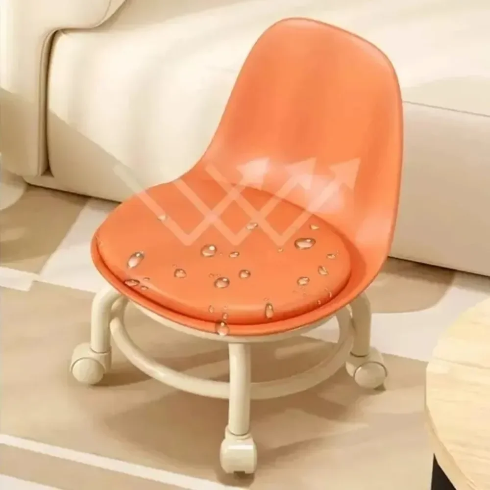 Household Backrest Pulley Low Stool Modern Simple Universal Wheel 360 Degree Rotating Versatile Waist Protection Round Stools