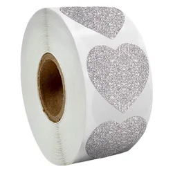 Heart Round Love Matte Silver Color Sticker For Small Bussiness Self-adhesive Label Gift Box Sealed Tag Valentine's Day Package