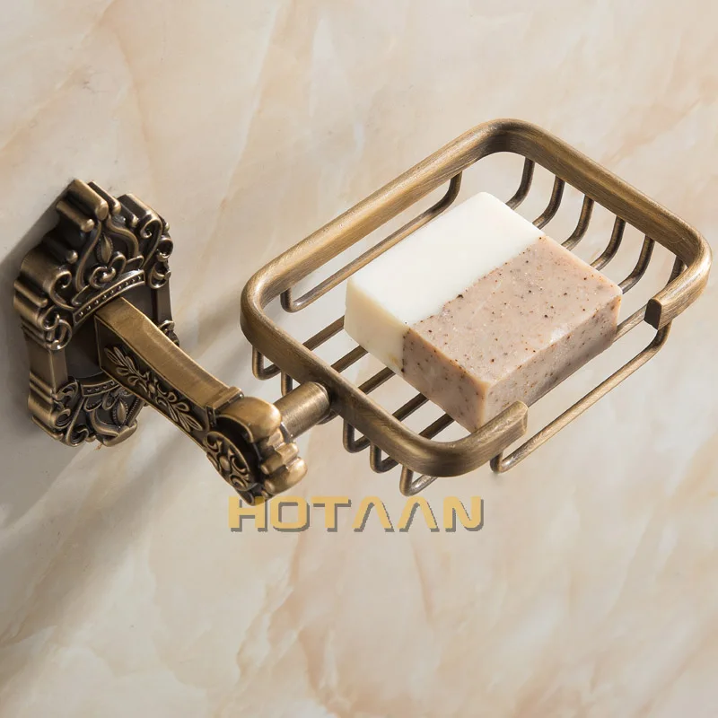 Solid Aluminium Wall Mounted Antique Brass Color Bathroom Soap Basket New Bath Soap Dish Holders Bathroom Products YT-11290