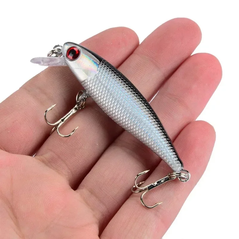 Quality minnow fishing lure, 3D eyes, hard plastic, artificial bait, wobblers, crankbait, 1 part, 6.5cm, 4.5g