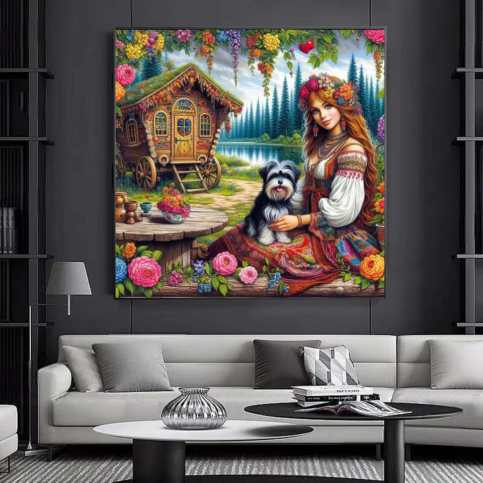 DIY 5D Diamond Art Painting New Arrival Girl Portrait Horse Dog Cat Mosaic Cross Stitch Kit Embroidery Full Drill Home Decor