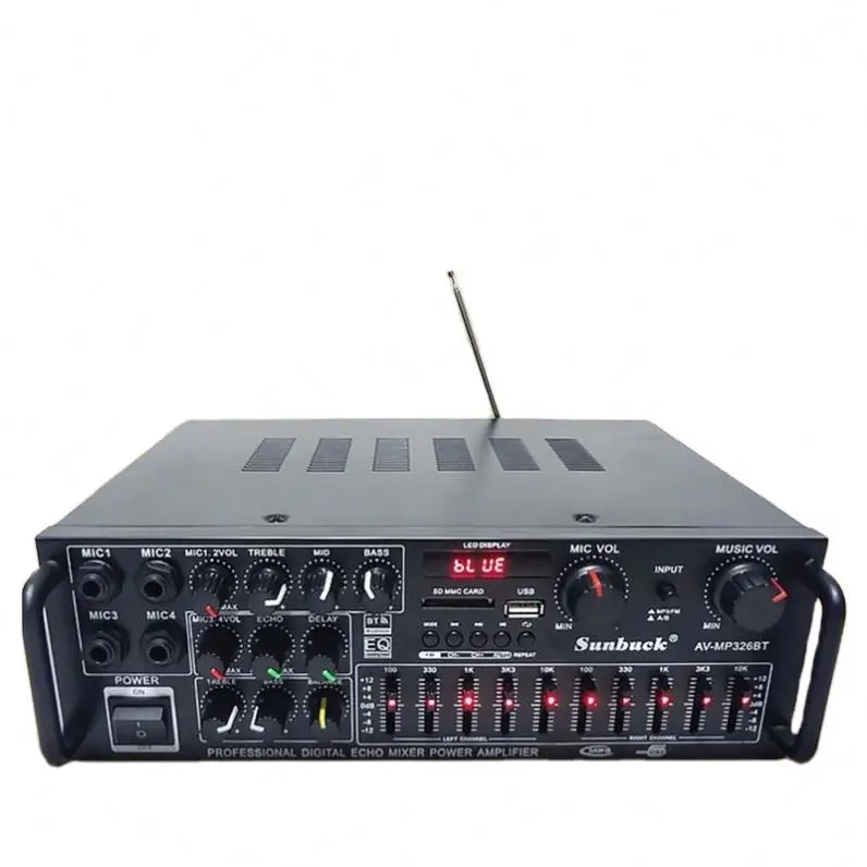 

MP326BT 2000W EQ BT Stereo Car Amplifier 4 Ohm 2 Channels USB Power Car Amplifier Home 220V 110V Home Theater Amplifiers