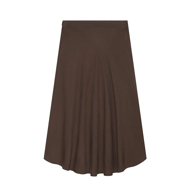 YENKYE Elegant Asymmetrical Wrap Skirt for Women High Waist Belted Buckle Irregular Hem Flowy Midi Skirts
