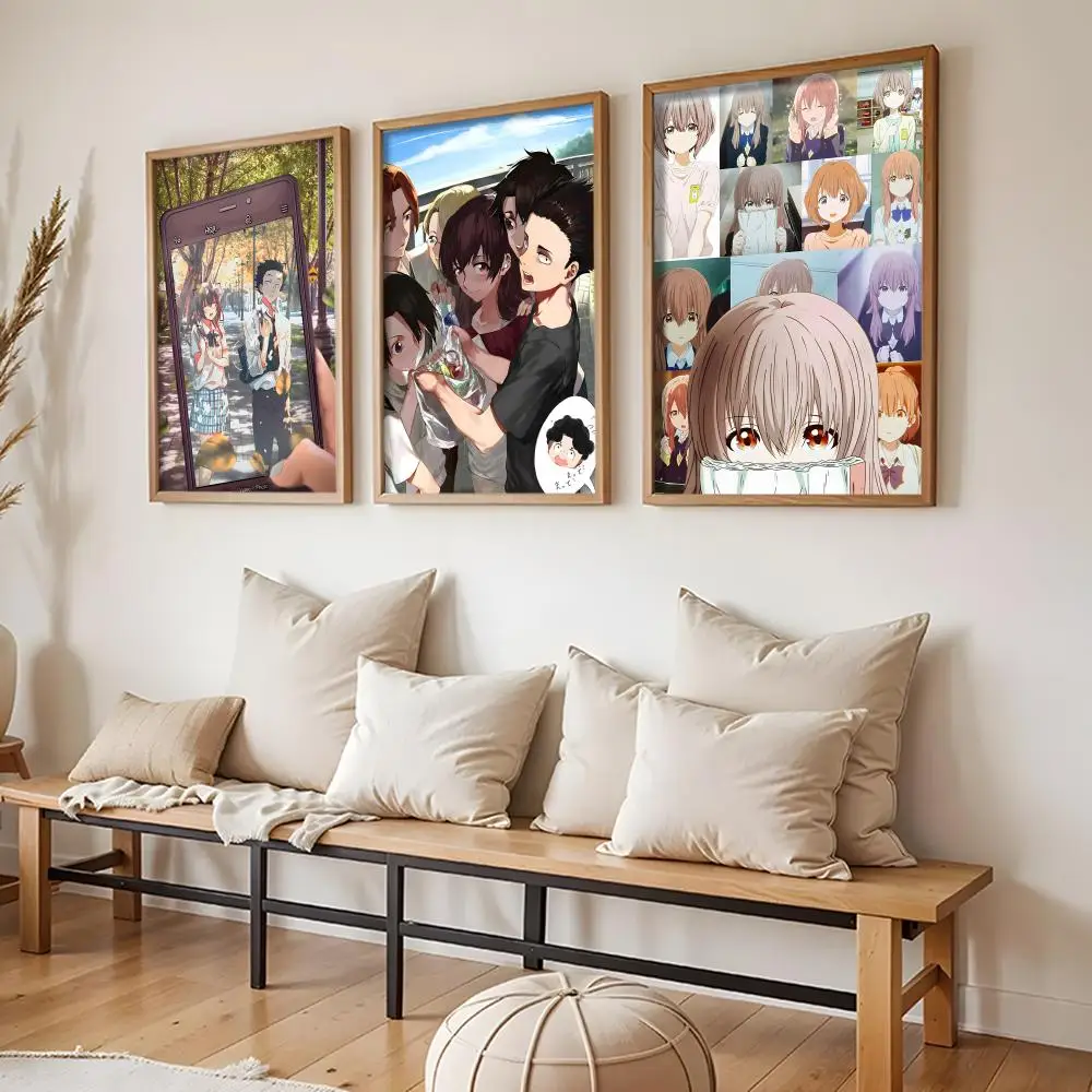 A Silent V-Voice Anime Poster Stickers HD Painting Self-Adhesive Art for Bedroom Living Room Home Decor Modern Wall Decals Gift
