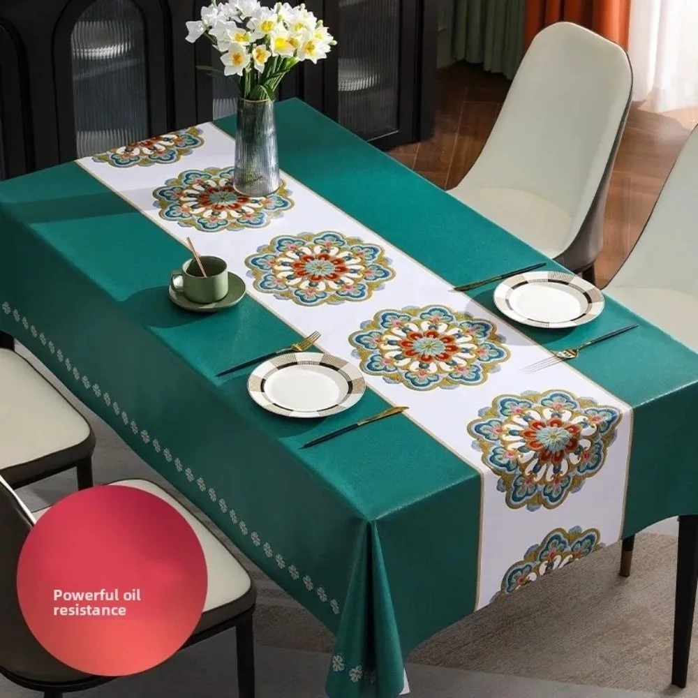 

Kitchen Supplies Waterproof PVC Tablecloth Anti-Scald Washable Table Mat Anti Slip Oil-proof Table Cover Wedding Dining Room