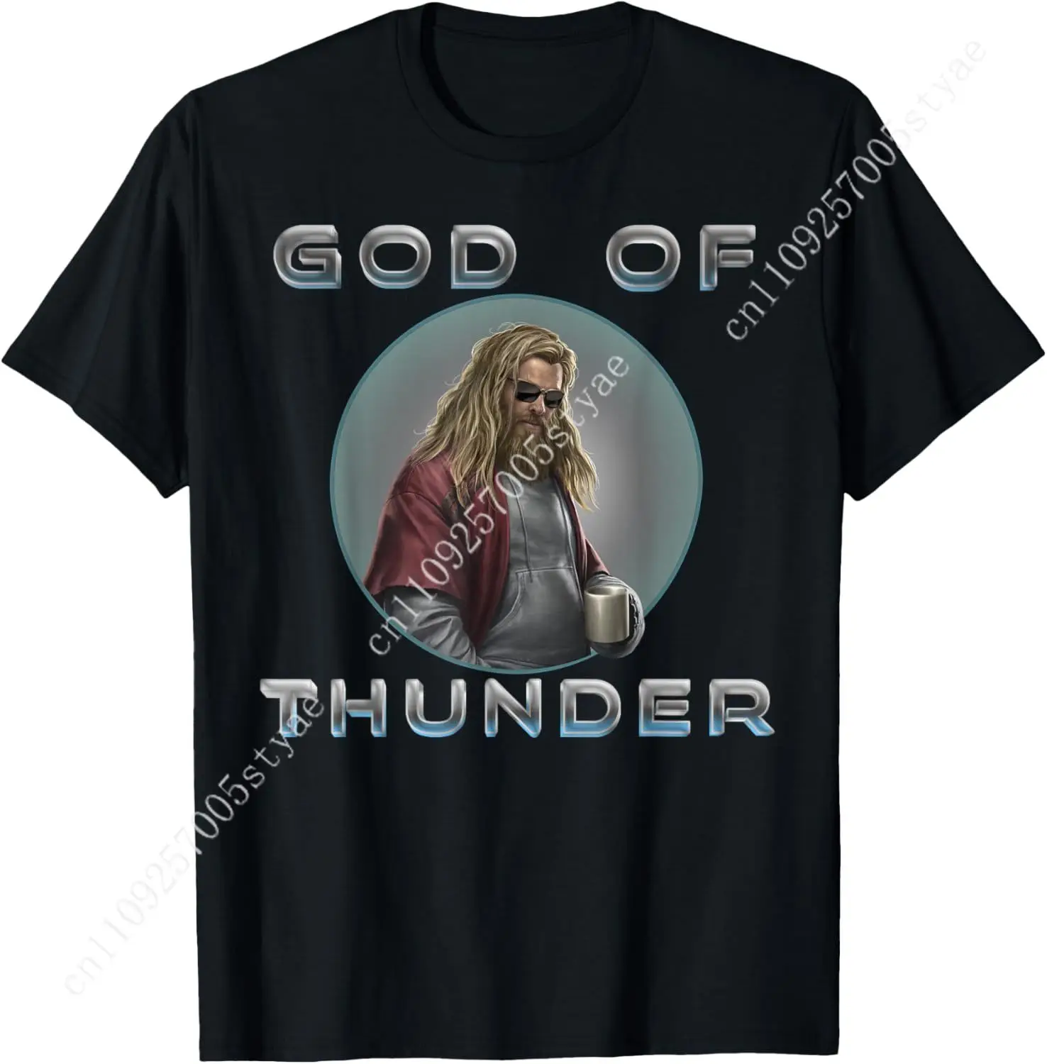 

Marvel Avengers: Endgame Thor God of Thunder Circle Portrait T-Shirt Small
