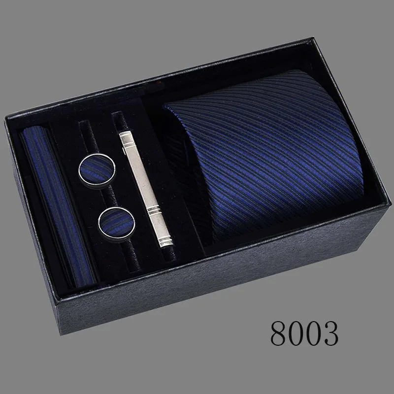 Men's Business Tie Gift Box Set, 5-piece Set, Formal 8cm Striped Wedding Groom Tie, Father's Day Gift