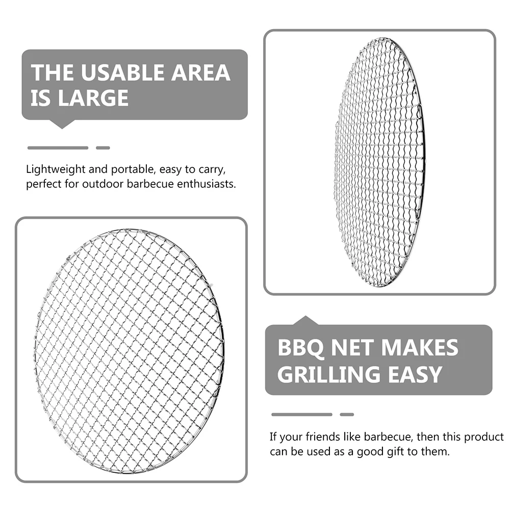 

Round BBQ Grilling Mesh Portable Wire Net for Outdoor Enthusiasts High Temp Resistant Non Stick Lightweight Stable Durable Prime