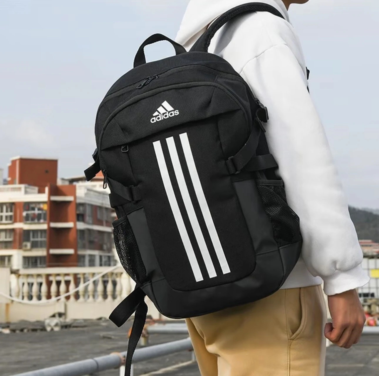 

Adidas Power Vi Three Stripe Polyester Backpack Backpack Shoulder Bag Regular Male Female Same Style Couple Style Black