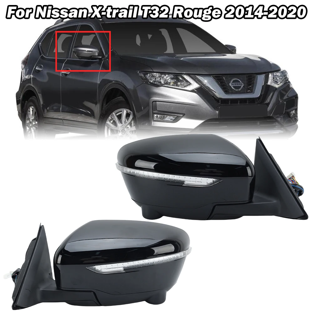 13 Wire Side Rearview Mirror Assembly For Nissan X-trail T32 Rouge 2014-2020 Black With Camera Rearview Mirror Car Accessories