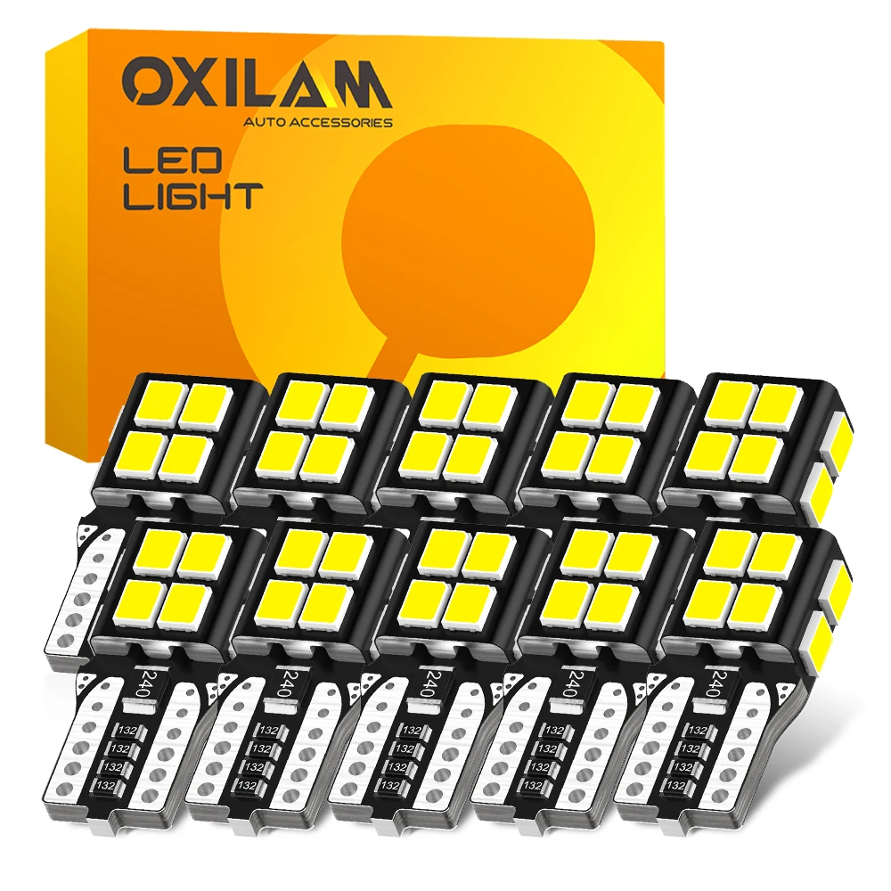 OXILAM 10 шт. T10 W5W светодиодный фонарь для парковки Canbus 6000K белый 194 168 светодиодный купольный светильник для салона автомобиля, сигнальная лампа супер яркая