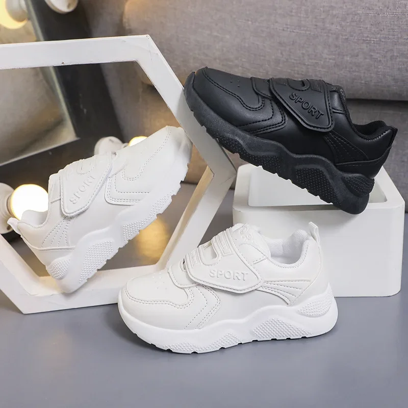

Children White Running Shoes Kids Fashion Sneakers PU Soft Breatheable Comfortable Boys Girls School Sports Shoes Size 26-37