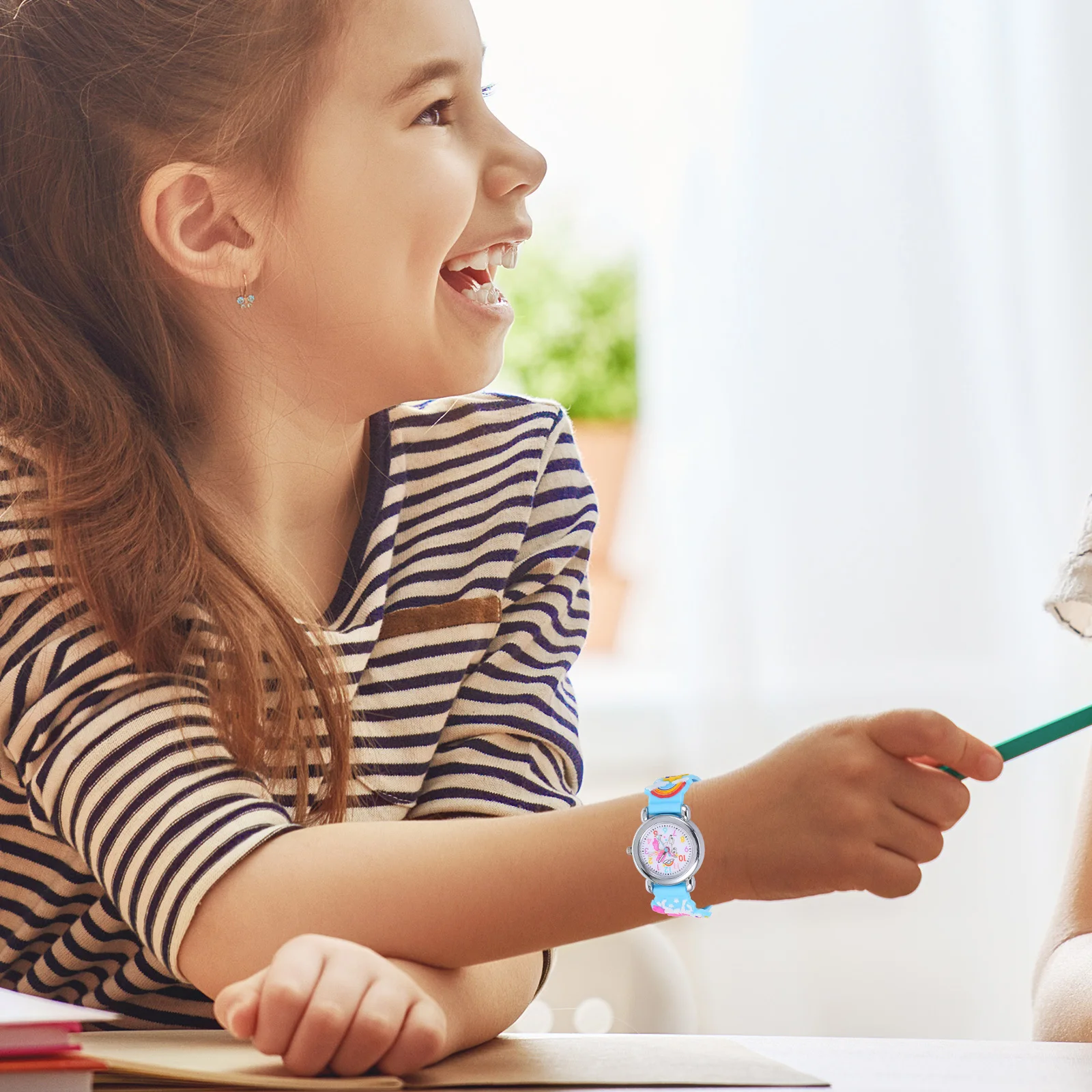 ساعة بسوار من السيليكون بتصميم كرتوني ثلاثي الأبعاد وحزام قابل للتعديل وخفيفة الوزن ومريحة للارتداء اليومي